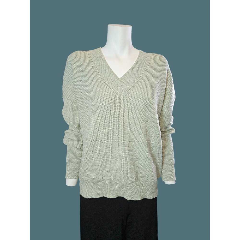 Rd Style Stitch Fix Relaxed V Neck Knit Pullover Sweater Green Women L - Picture 3 of 8